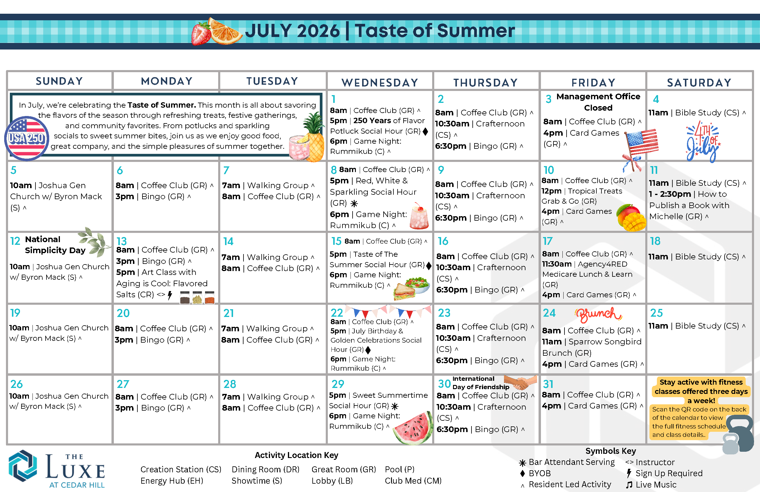 July Event Calendar July Event Calendar